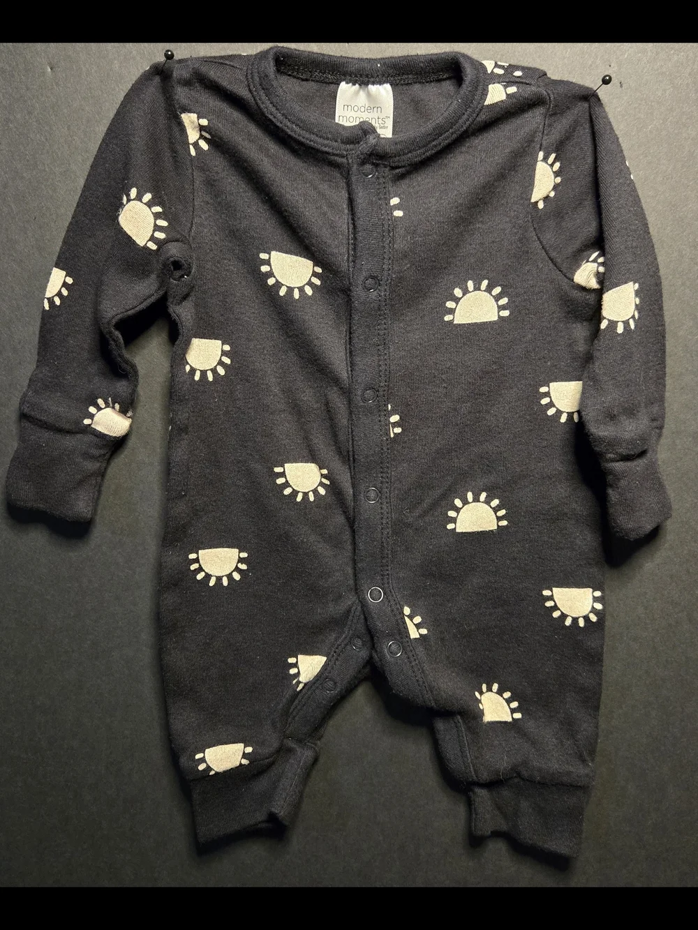Gerber Black One-Piece with Cream Sun Prints